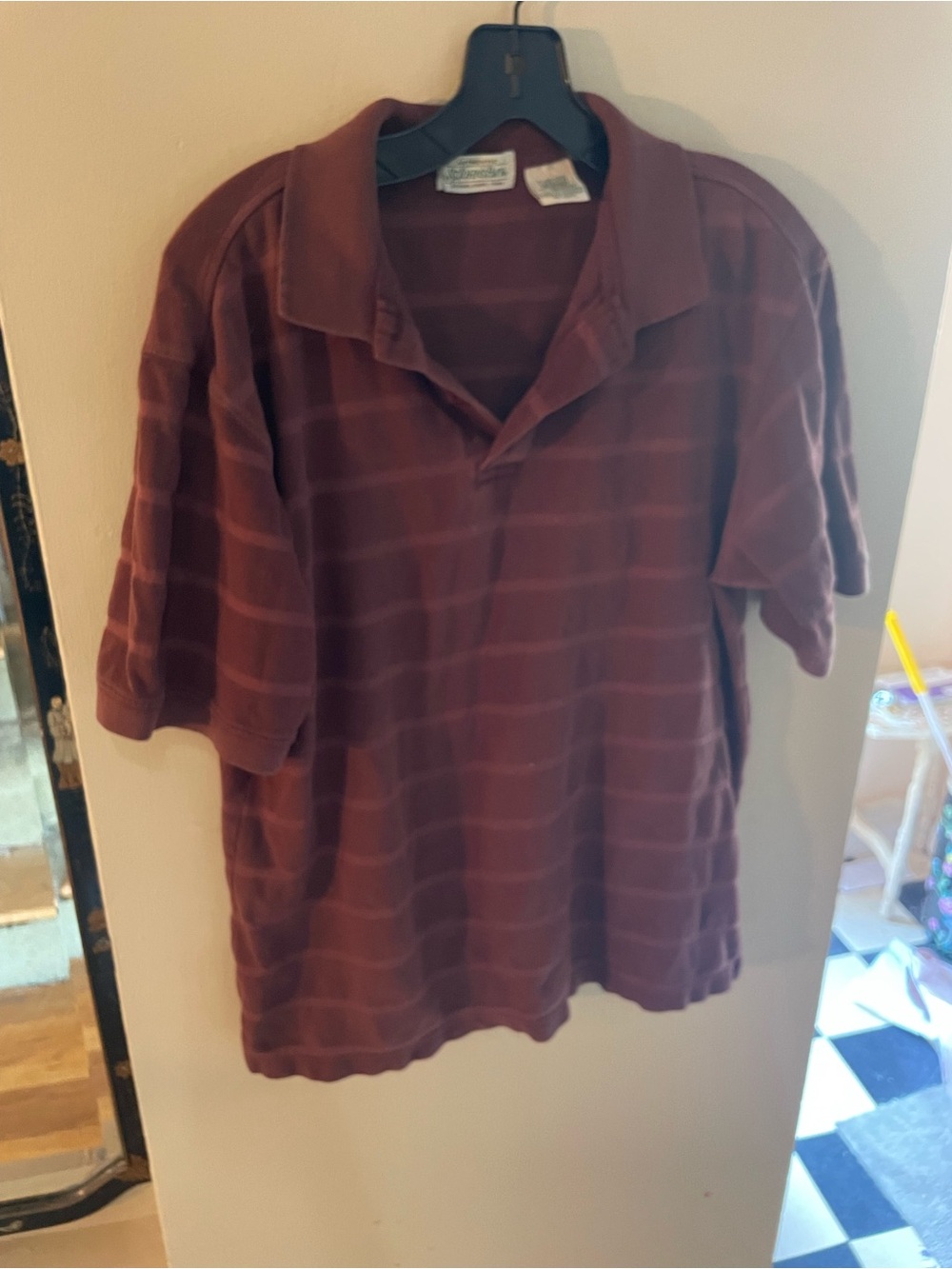 St. John's Bay Men's Burgundy Short-Sleeve stripe Polo shirt